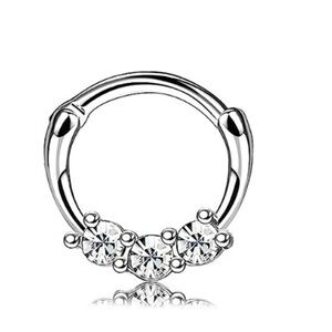 16G 3CZ Stone Surgical Steel 10mm Single Hoop Septum/ Daith Clicker NWT